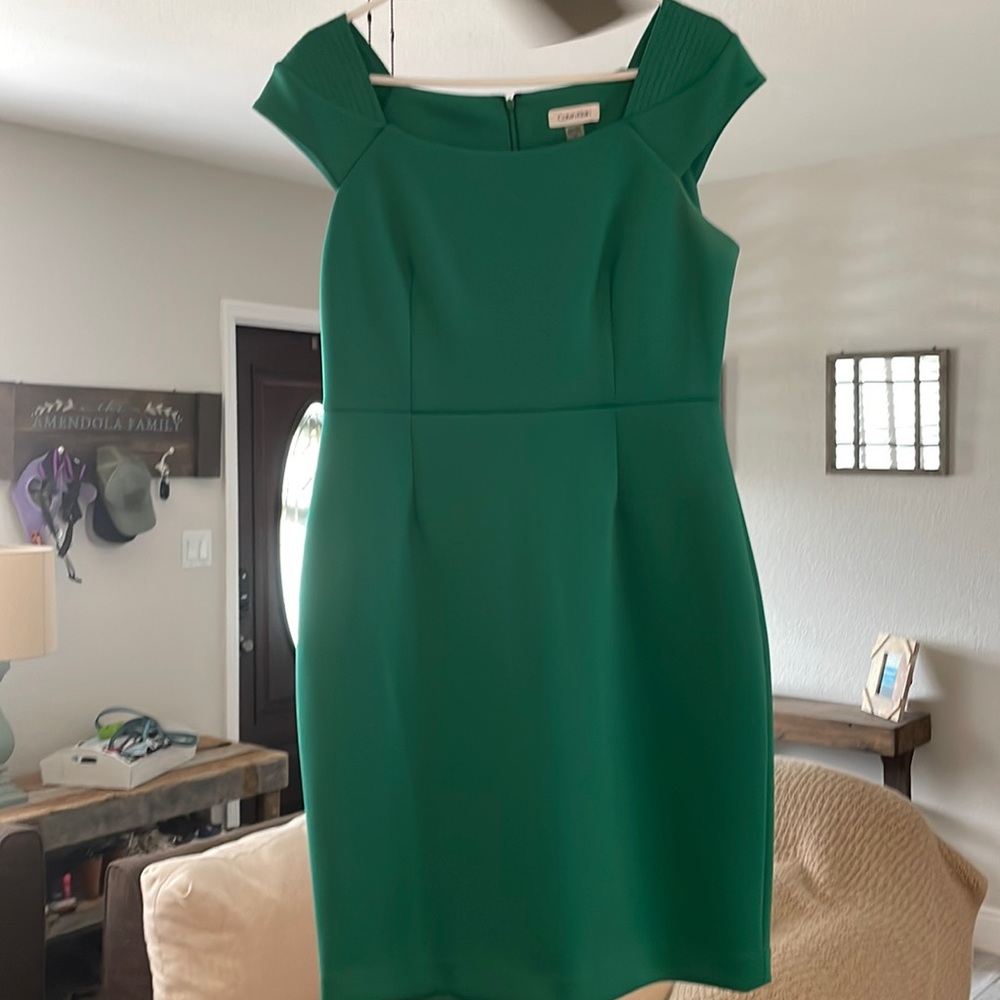 Womens Calvin Klein scuba dress in Kelly Green